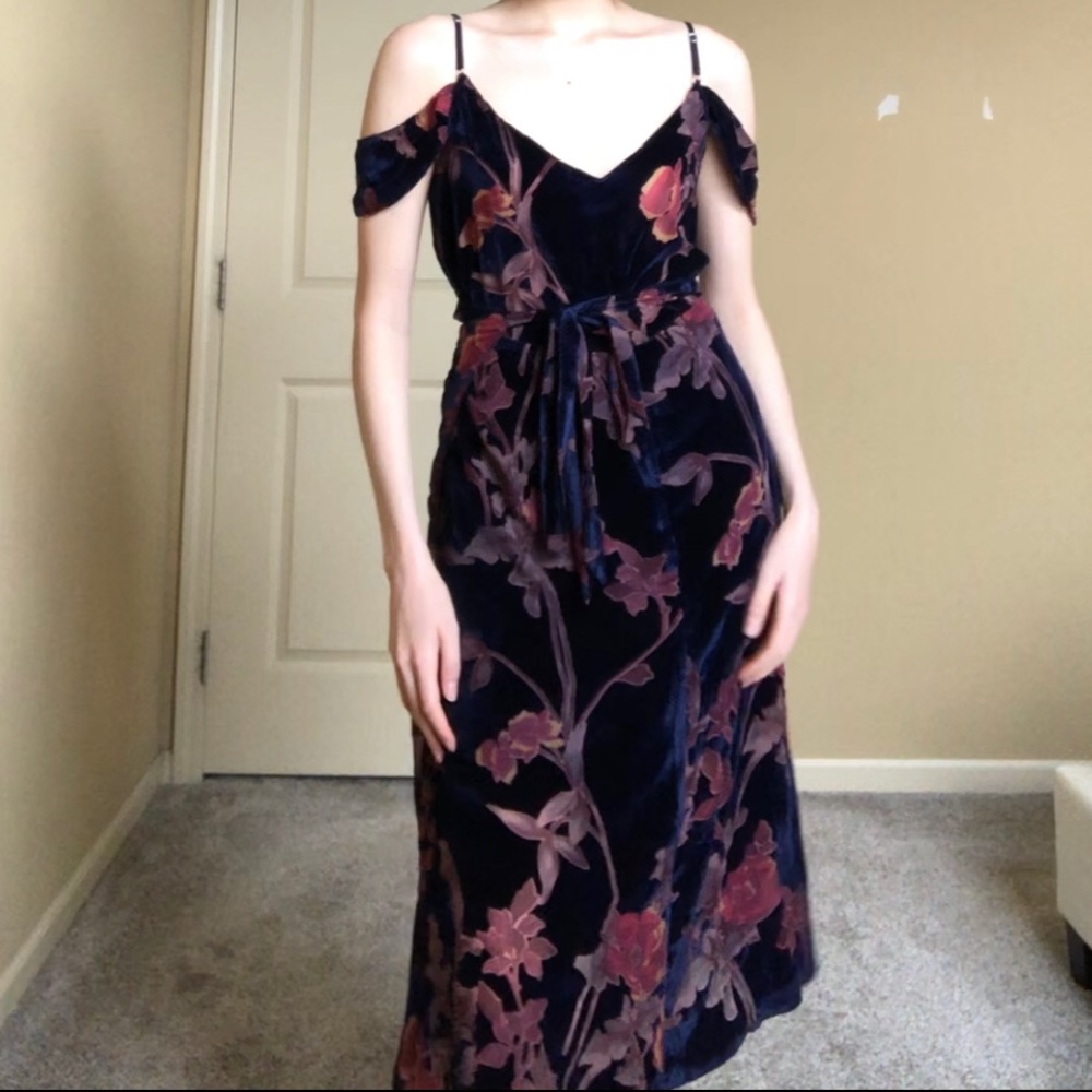 Never Fully Dressed Indigo Floral Wrap Dress